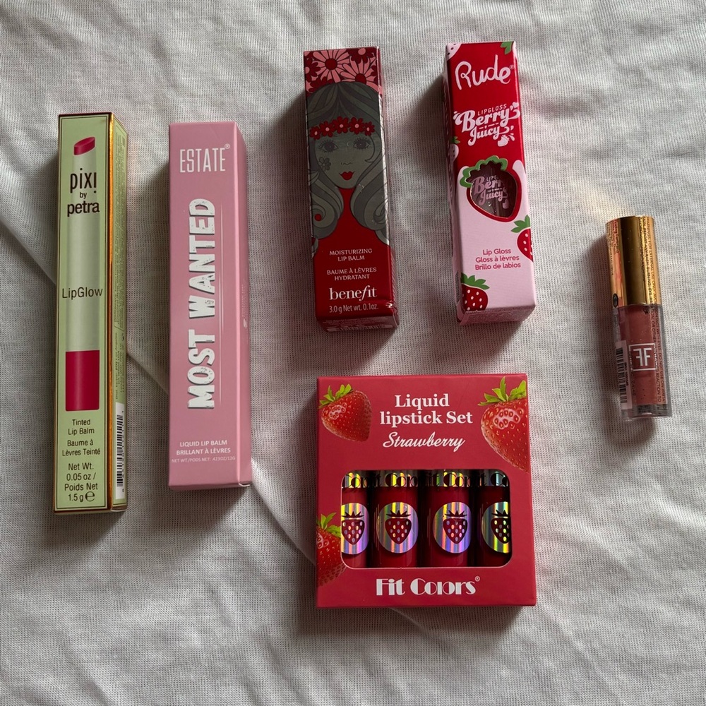 Bundle of 6 New Lip Makeup Products (Pixi, Benefit & Rude Cosmetics, and more!)